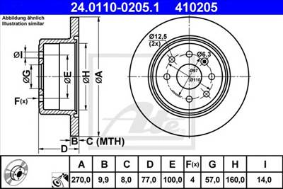ATE 24.0110-0205.1 - féktárcsa OPEL VAUXHALL