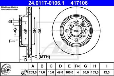 ATE 24.0117-0106.1 - féktárcsa OPEL SUBARU SUZUKI VAUXHALL