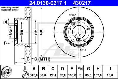 ATE 24.0130-0217.1 - féktárcsa MERCEDES-BENZ PUCH