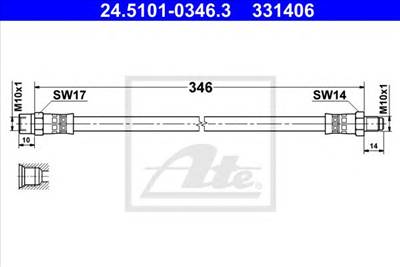ATE 24.5101-0346.3 - fékcső MERCEDES-BENZ