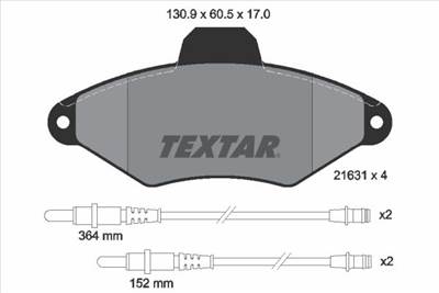 Fékbetét készlet TEXTAR 2163102 for CITROËN, PEUGEOT