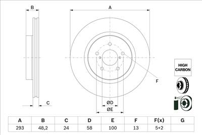 BOSCH 0 986 479 H28 - féktárcsa SUBARU