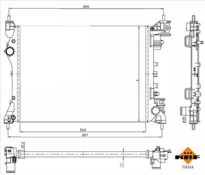 NRF 53834A - Vízhűtő (Hűtőradiátor) ALFA ROMEO FIAT OPEL VAUXHALL