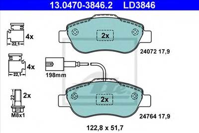 ATE 13.0470-3846.2 - fékbetét FIAT FORD