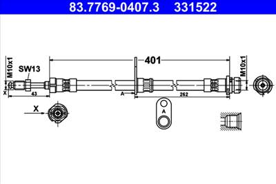 ATE 83.7769-0407.3 - fékcső FORD