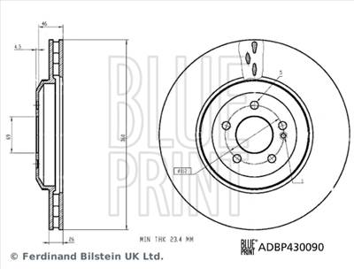 BLUE PRINT ADBP430090 - féktárcsa MERCEDES-BENZ