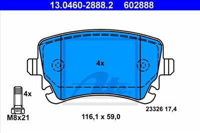 ATE 13.0460-2888.2 - fékbetét AUDI BENTLEY