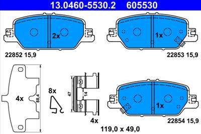 ATE 13.0460-5530.2 - fékbetétkészlet, tárcsafék HONDA