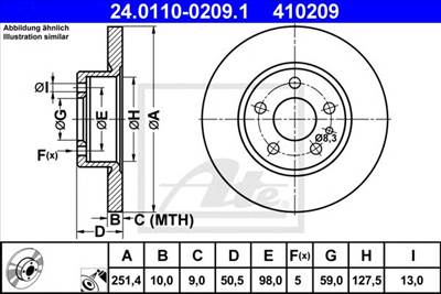 ATE 24.0110-0209.1 - féktárcsa ALFA ROMEO FIAT LANCIA