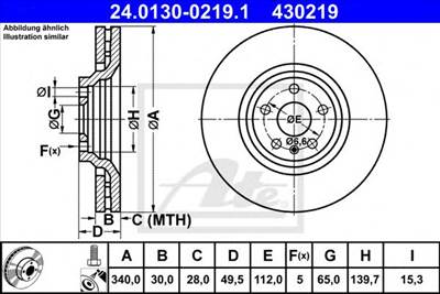 ATE 24.0130-0219.1 - féktárcsa AUDI