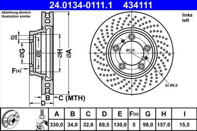 ATE 24.0134-0111.1 - féktárcsa PORSCHE