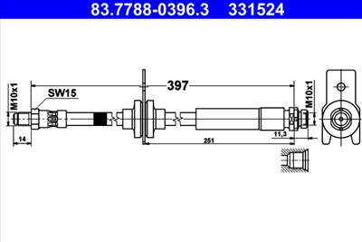 ATE 83.7788-0396.3 - fékcső FORD