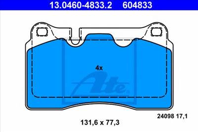 ATE 13.0460-4833.2 - fékbetét AUDI CUPRA SEAT VW