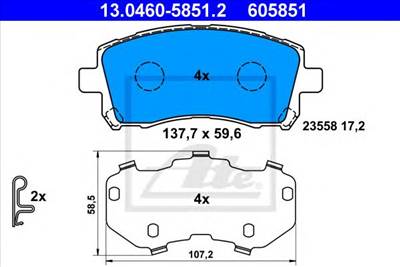 ATE 13.0460-5851.2 - fékbetét SUBARU