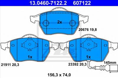 ATE 13.0460-7122.2 - fékbetét AUDI SEAT SKODA VW