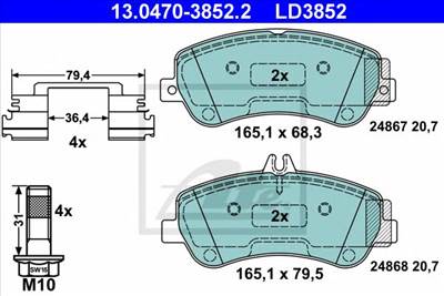 ATE 13.0470-3852.2 - fékbetét MERCEDES-BENZ