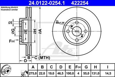 ATE 24.0122-0254.1 - féktárcsa TOYOTA