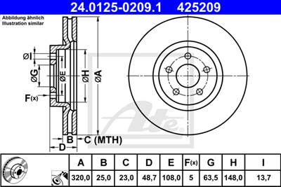 ATE 24.0125-0209.1 - féktárcsa FORD