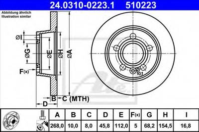 ATE 24.0310-0223.1 - féktárcsa FORD SEAT VW