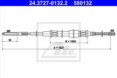 ATE 24.3727-0132.2 - Kézifék bowden SEAT VW
