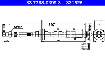 ATE 83.7788-0399.3 - fékcső FORD