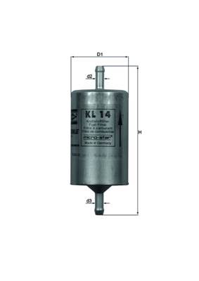 MAHLE KL 14 - Üzemanyagszűrő ALFA ROMEO AUTOBIANCHI CHEVROLET CITROËN DACIA DAEWOO FIAT FSO GEELY IN