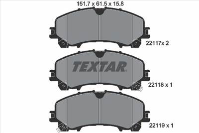 Fékbetét készlet TEXTAR 2211701 for INFINITI, NISSAN, RENAULT, SAMSUNG