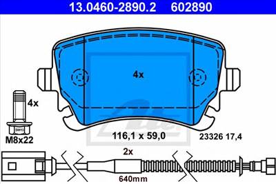 ATE 13.0460-2890.2 - fékbetét VW
