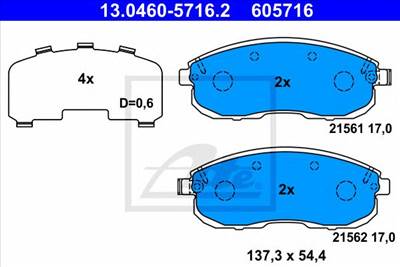 ATE 13.0460-5716.2 - fékbetét INFINITI NISSAN RENAULT SUZUKI