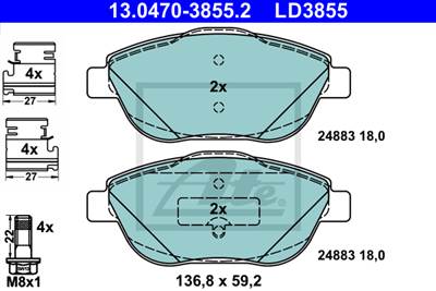 ATE 13.0470-3855.2 - fékbetét CITROËN DS OPEL PEUGEOT VAUXHALL
