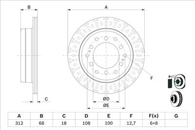 BOSCH 0 986 479 F07 - féktárcsa TOYOTA