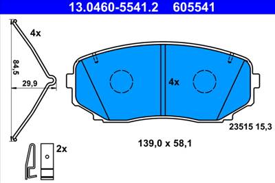 ATE 13.0460-5541.2 - fékbetétkészlet, tárcsafék MITSUBISHI