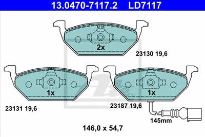 ATE 13.0470-7117.2 - fékbetét AUDI SEAT SKODA VW