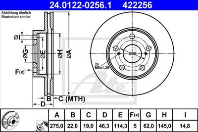 ATE 24.0122-0256.1 - féktárcsa TOYOTA