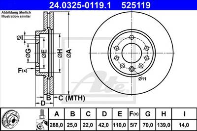 ATE 24.0325-0119.1 - féktárcsa CHEVROLET OPEL SAAB VAUXHALL