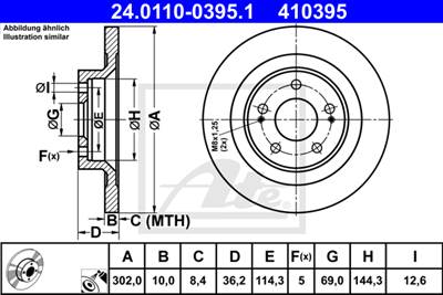 ATE 24.0110-0395.1 - féktárcsa CITROËN MITSUBISHI PEUGEOT