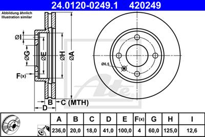 ATE 24.0120-0249.1 - féktárcsa OPEL VAUXHALL