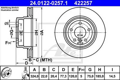 ATE 24.0122-0257.1 - féktárcsa BMW
