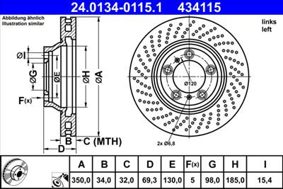 ATE 24.0134-0115.1 - féktárcsa PORSCHE