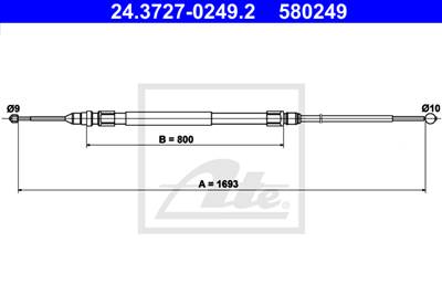 ATE 24.3727-0249.2 - Kézifék bowden BMW