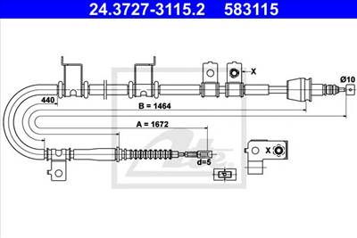 ATE 24.3727-3115.2 - Kézifék bowden HYUNDAI