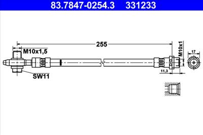 ATE 83.7847-0254.3 - fékcső AUDI SEAT SKODA VW