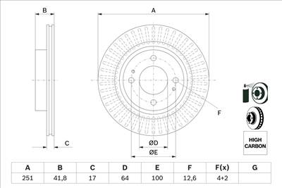 BOSCH 0 986 479 F14 - féktárcsa MITSUBISHI