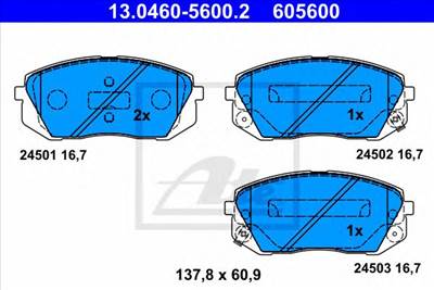 ATE 13.0460-5600.2 - fékbetét HYUNDAI KIA