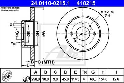 ATE 24.0110-0215.1 - féktárcsa NISSAN