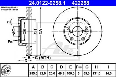 ATE 24.0122-0258.1 - féktárcsa TOYOTA
