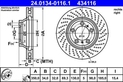 ATE 24.0134-0116.1 - féktárcsa PORSCHE