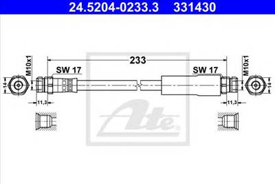 ATE 24.5204-0233.3 - fékcső AUDI SEAT SKODA VW