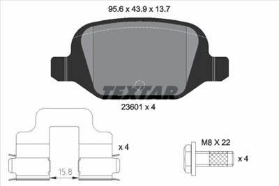 Fékbetét készlet TEXTAR 2360102 for FIAT, LANCIA, LADA, CITROËN