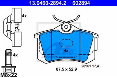ATE 13.0460-2894.2 - fékbetét AUDI SEAT SKODA VW